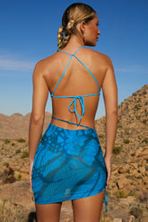 Ruched Mini Skirt in Blue Print